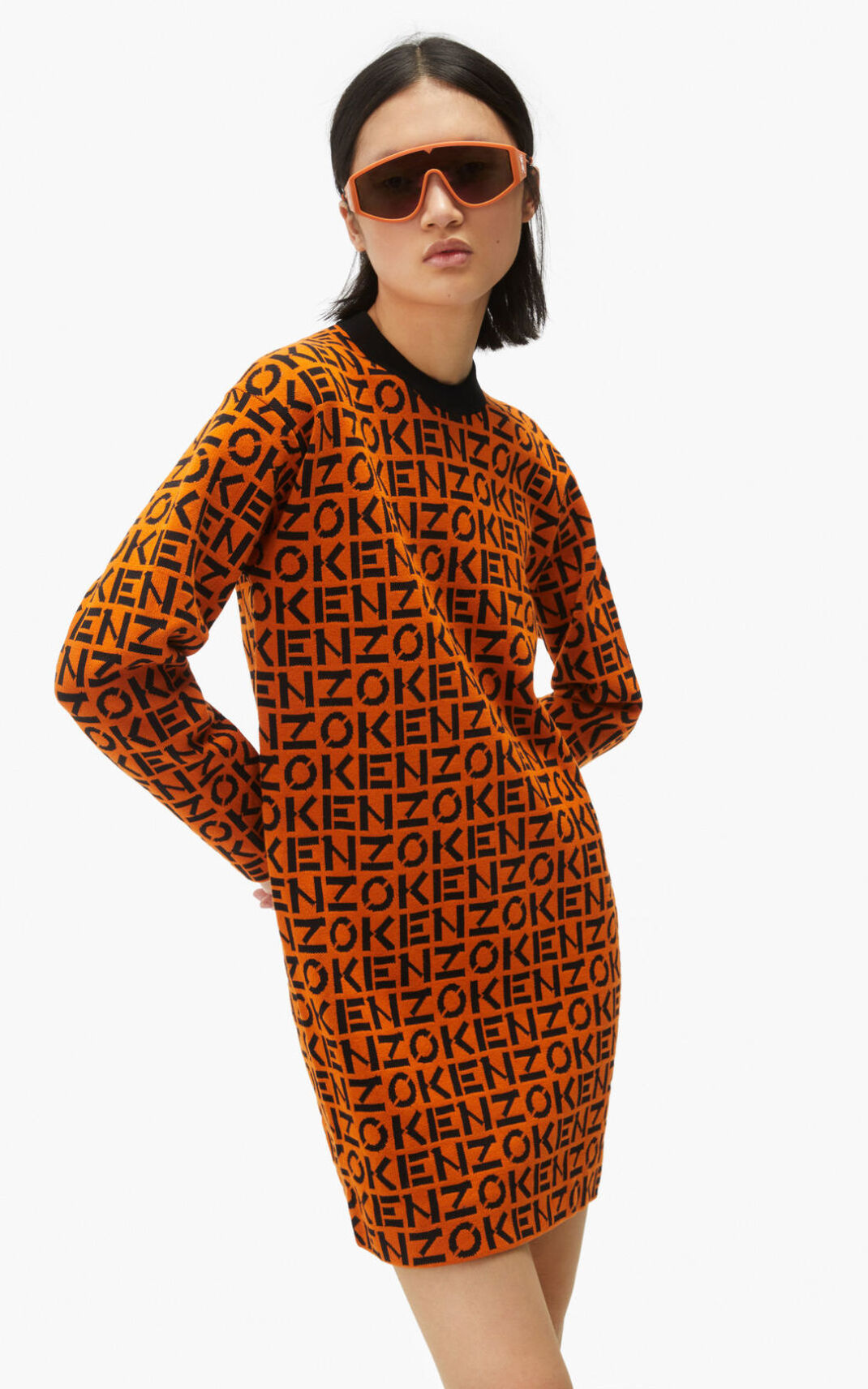 Kenzo Sport monogrammed Ženska Obleke Globoko Oranžna SI-0766131